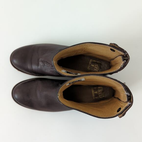 Frye Women's Melissa Button Back Zip Short Ankle Bootie Brown 6.5 B Boots 76458 - Picture 7 of 11